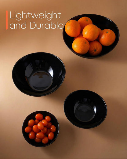 Oval Serving Bowls Set of 4, 15/20/43/66 OZ Black Opal Glass4