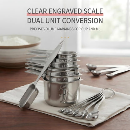 13 Piece Stainless Steel Measuring Cups and Spoons Set - for Cooking Baking4