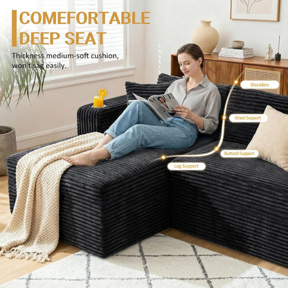103" Modular Sectional Sofa for Small Spaces, No Assembly, Black4