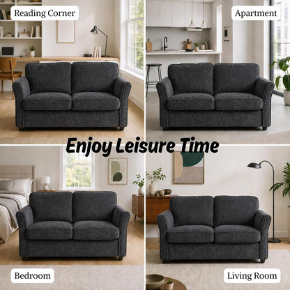 67" Loveseat Sofa, Chenille Fabric, Grey6