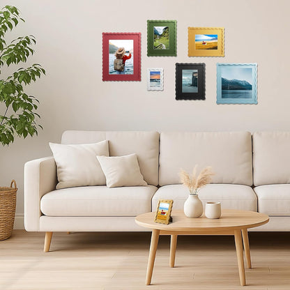 5X7 Wavy Picture Frame with 4X6 Mat, 5 X 7 Wood Frame, Real Glass6