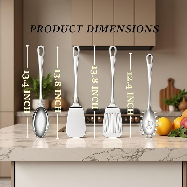 4 Pcs Stainless Steel Cooking Utensils, Stainless Steel Spatula Set2