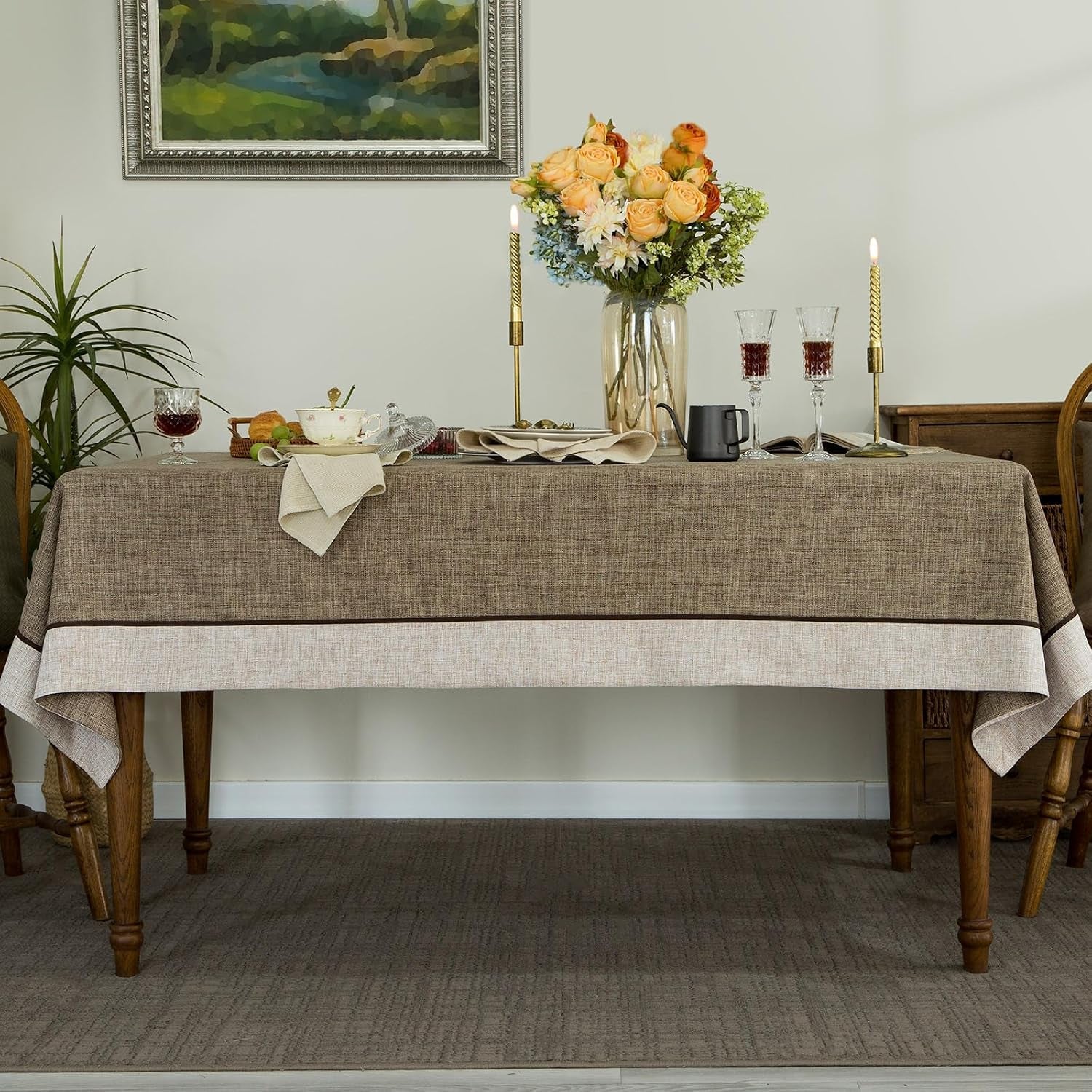 solid-bordered-retro-tablecloths-classic-textured-table-clothes-linen-style-rustic-washable-tablecloth-rectangle-oblong-table-cloth-cover-kitchen-dinning-tabletop-decor-flax-55x70-inch