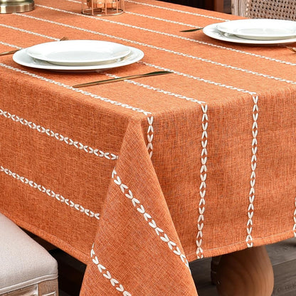 Cotton Orange Table Cloth Square 53X53 Inch Fall Tablecloth Linen2