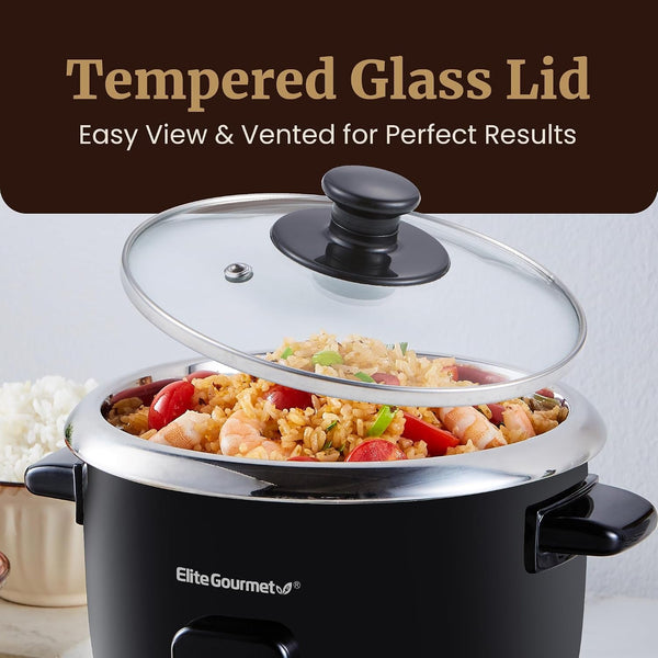 ERC006SS 6-Cup Electric Rice Cooker with Stainless Steel Inner Pot, Makes Soups, Stews, Porridges, Grains and Cereals, 6 Cup (3 Cups Uncooked), Black3