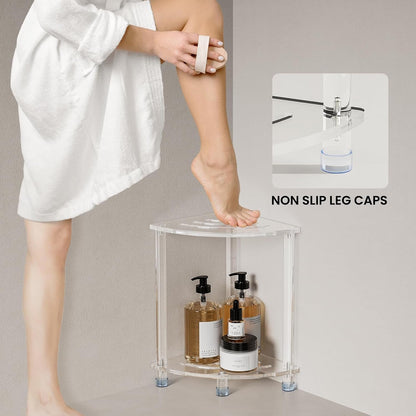 Acrylic Corner Shower Stool for inside Shower, Clear Small Shower Bench for Shaving Legs Seating Waterproof Heavy Duty Assemble Modern (Clear, 11.81" D X 11.81" W X 18.11" H)6