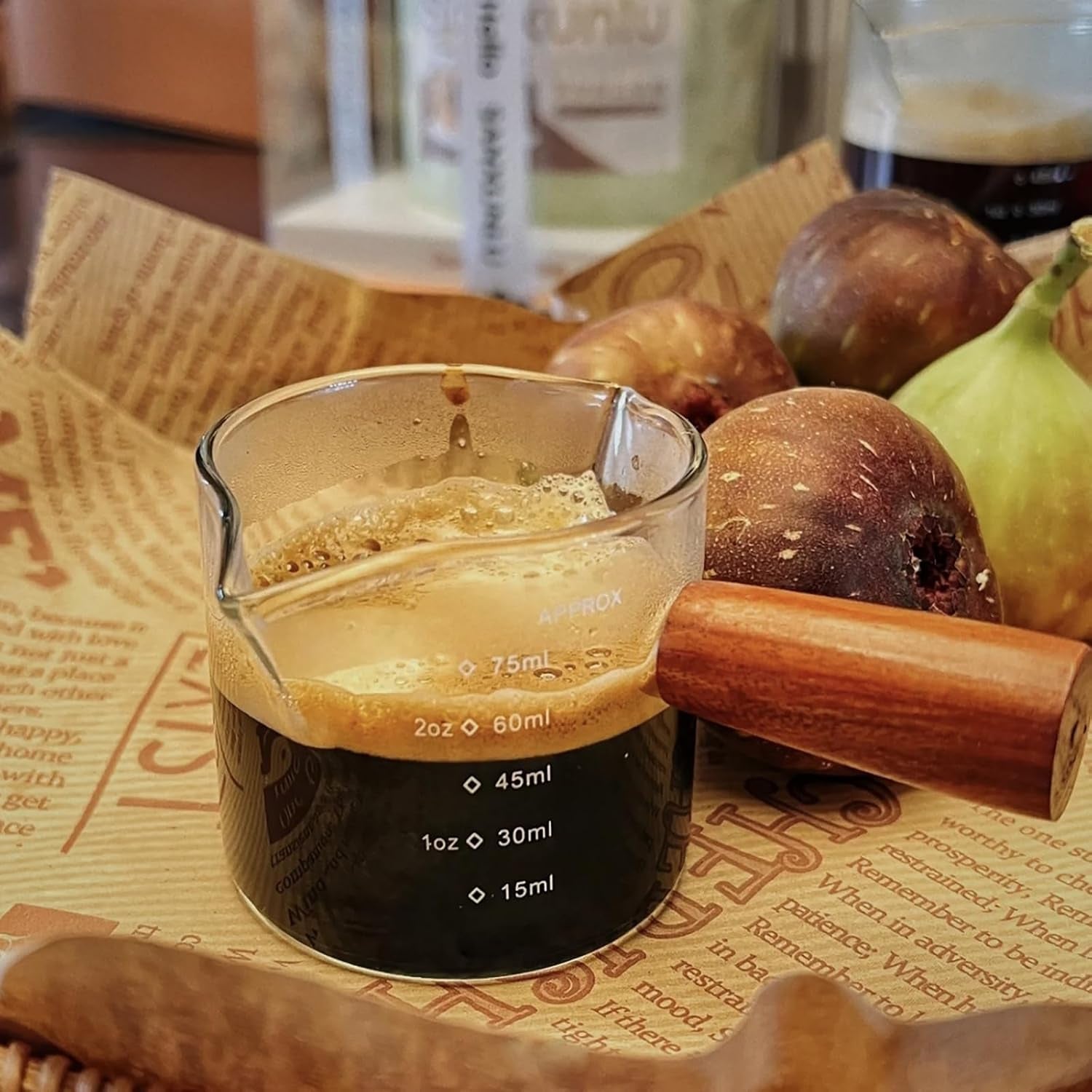 2-pack-espresso-shot-glass-with-wooden-handle-75ml-measuring-pitcher-cup