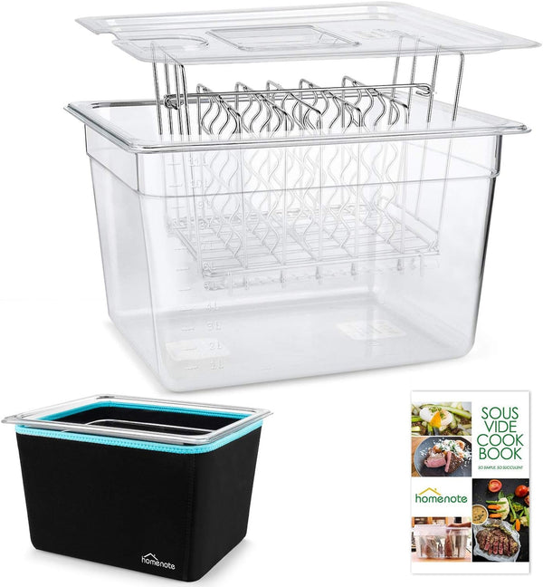 Sous Vide Container 12 Quart with Lid, Rack, Sleeve and Cookbook | Bpa-Free Complete Kit Includes Rack, Insulated Sleeve and Recipe Booklet; Compatible with Anova and Most Sous Vide Cookers.1