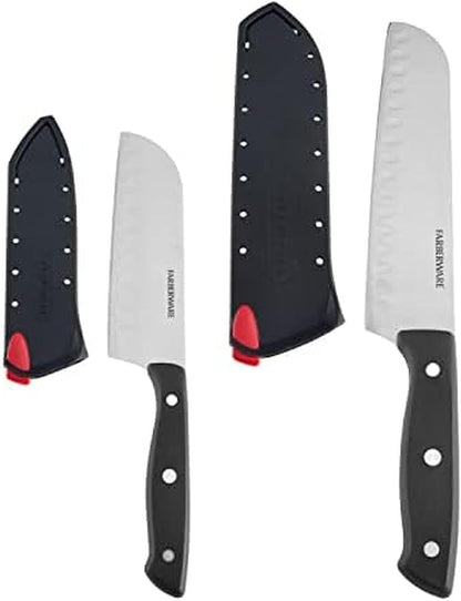 Edgekeeper Self-Sharpening Triple Riveted Santoku Knife Set, 4-Piece, Black1