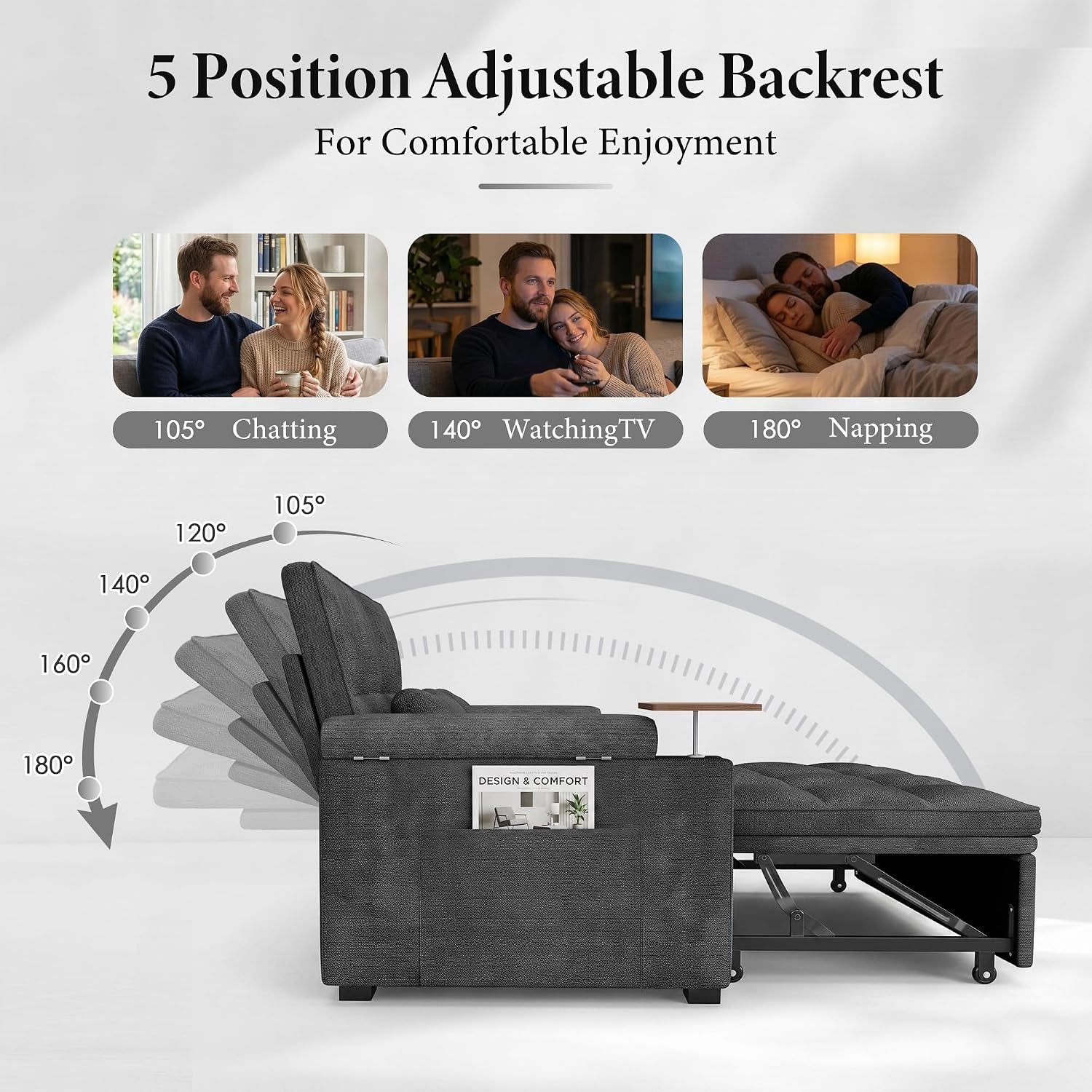 65-convertible-sleeper-sofa-bed-with-swivel-side-table-chenille-pull-out-couch-for-living-room-loveseat-sleeper-couch-with-hidden-storage-space-charging-port-cup-holders-grey