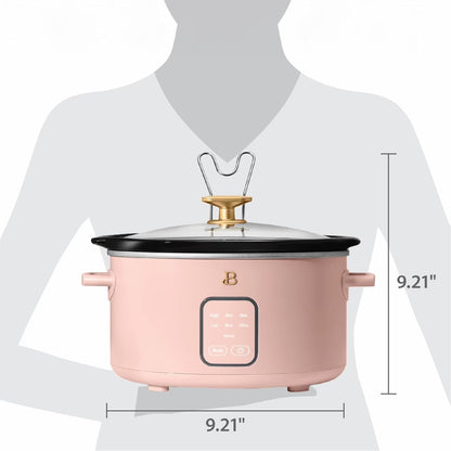 4 Quart Programmable Slow Cooker with Digital Touch Display, Locking Hinged Lid, Stoneware Pot, Auto Warm, Preset Cooking Times, Dishwasher Safe2
