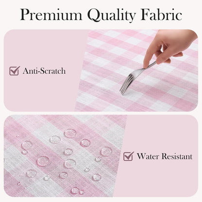 Checkered Tablecloth Rectangle, Linen Cotton Gingham Table Cloth with Tassel, Washable Buffalo Plaid Table Cover Wrinkle Free for Kitchen, Dining and Outdoor Picnic - 55 X 70 Inch, Pink5