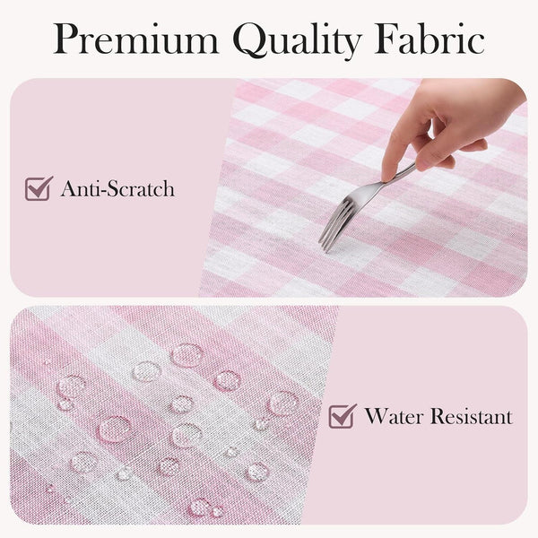 Checkered Tablecloth Rectangle, Linen Cotton Gingham Table Cloth with Tassel, Washable Buffalo Plaid Table Cover Wrinkle Free for Kitchen, Dining and Outdoor Picnic - 55 X 70 Inch, Pink5
