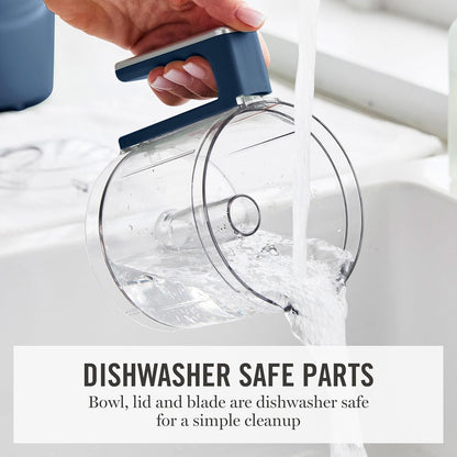 3 Cup Electric Vegetable Chopper, Mini Food Processor, Navy | 24Oz Bpa-Free Bowl, Stainless Steel Blades, Pour Spout, Dice, Puree, Mince, Chop Vegetables & Herbs, Dishwasher-Safe Parts9