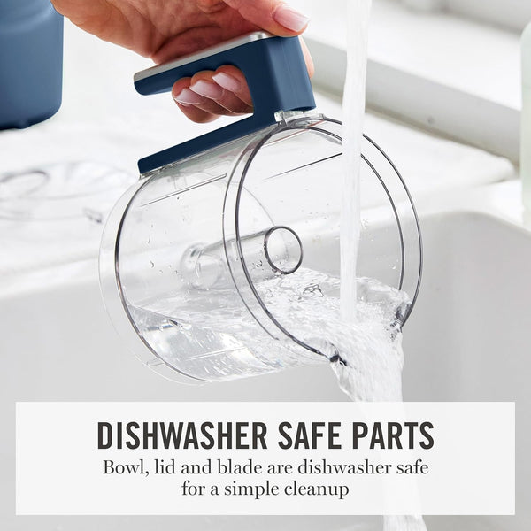 3 Cup Electric Vegetable Chopper, Mini Food Processor, Navy | 24Oz Bpa-Free Bowl, Stainless Steel Blades, Pour Spout, Dice, Puree, Mince, Chop Vegetables & Herbs, Dishwasher-Safe Parts9