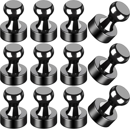 Fridge Magnets 12Pcs, Magnet for Refrigerator Whiteboard, Black | Small Strong Neodymium Metal Cute Push Pin for Classroom, Kitchen, Accessories Decorative, Office, Calendar1