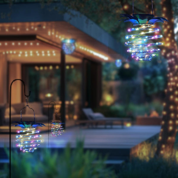 2 Pack Garden Solar Lights Outdoor,Pineapple Waterproof Solars Hanging Lantern,Multicolor Solar Powered Camping Lights,60 Led Hanging String Light for Yard Lawn Porch Path Balcony-Colorful6