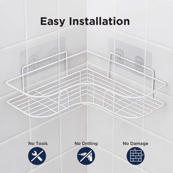 Corner Shower Caddy, 2 Pack Adhesive Shower Corner Organizer Shelves, No Drilling Stainless Steel Shower Storage Rack for Bathroom, Dorm and Kitchen, White6
