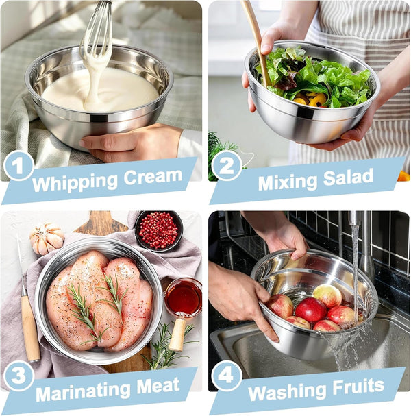 Mixing Bowls, Stainless Steel Nesting Salad Bowls & Airtight Lids6
