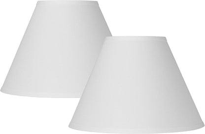 Antique Large White Linen Lamp Shades 6.5X15X10.75 (Spider) Set of 2 | 6.5" Top X 15" Bottom X 10.75" High Replacement for Table Lamps Empire Shade Pre-Assembled Harp + Finial1
