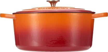 Crock Pot Artisan 7-Quart Oval Enameled Cast Iron Dutch Oven – Sunset Orange, Durable Heavy-Duty Cookware for Slow Cooking, Roasting, Baking with Lid2