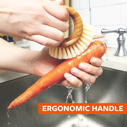 the Ring Bamboo Produce Scrub Brush, Removes Dirt from Veggies | Bpa-Free Brush That Gently Cleans Fruits & Vegetables, Lifting Dirt from Potatoes, Mushrooms & More.5