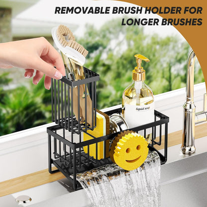 Sponge Holder for Kitchen Sink,Smiley Face Sink Caddy with Removable Brush Holder,Self-Draining Sponge Caddy for Sponge,Soap,Dish Brush,Scrubber,Kitchen Essentials and Gadgets4