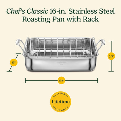 16-Inch Roasting Pan, Induction Compatible Premium Rectangular Roaster Pan with Rack, Stainless Steel Roasting Pan with Rack, Large Capacity, Dishwasher Safe5