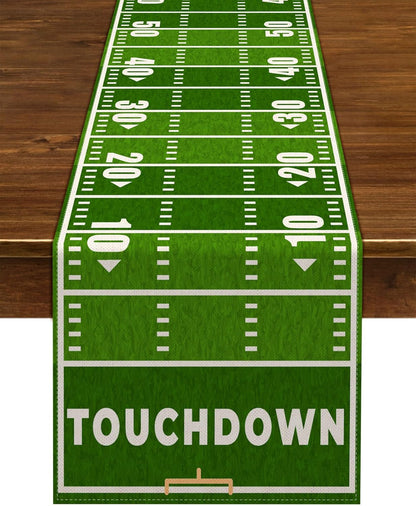 American Football Court Table Runner Touch down Football Birthday Party Decoration Boy Sport Farmhouse Home Dining Room Kitchen Table Decor (13" X 72")1