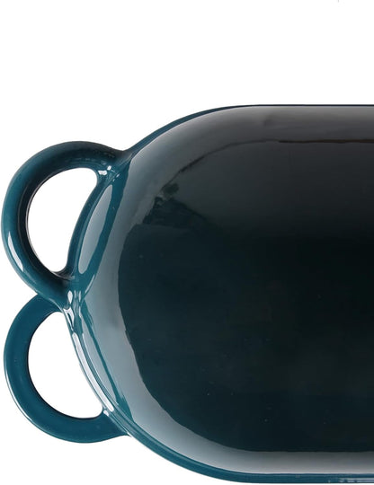 Enameled Cast Iron Bread Pan Dutch Oven with Lid and Loop Handles - Dark Teal Blue – Oven Safe Form for Baking and Cooking, Artisan Bread Kit - Loaf Pan7