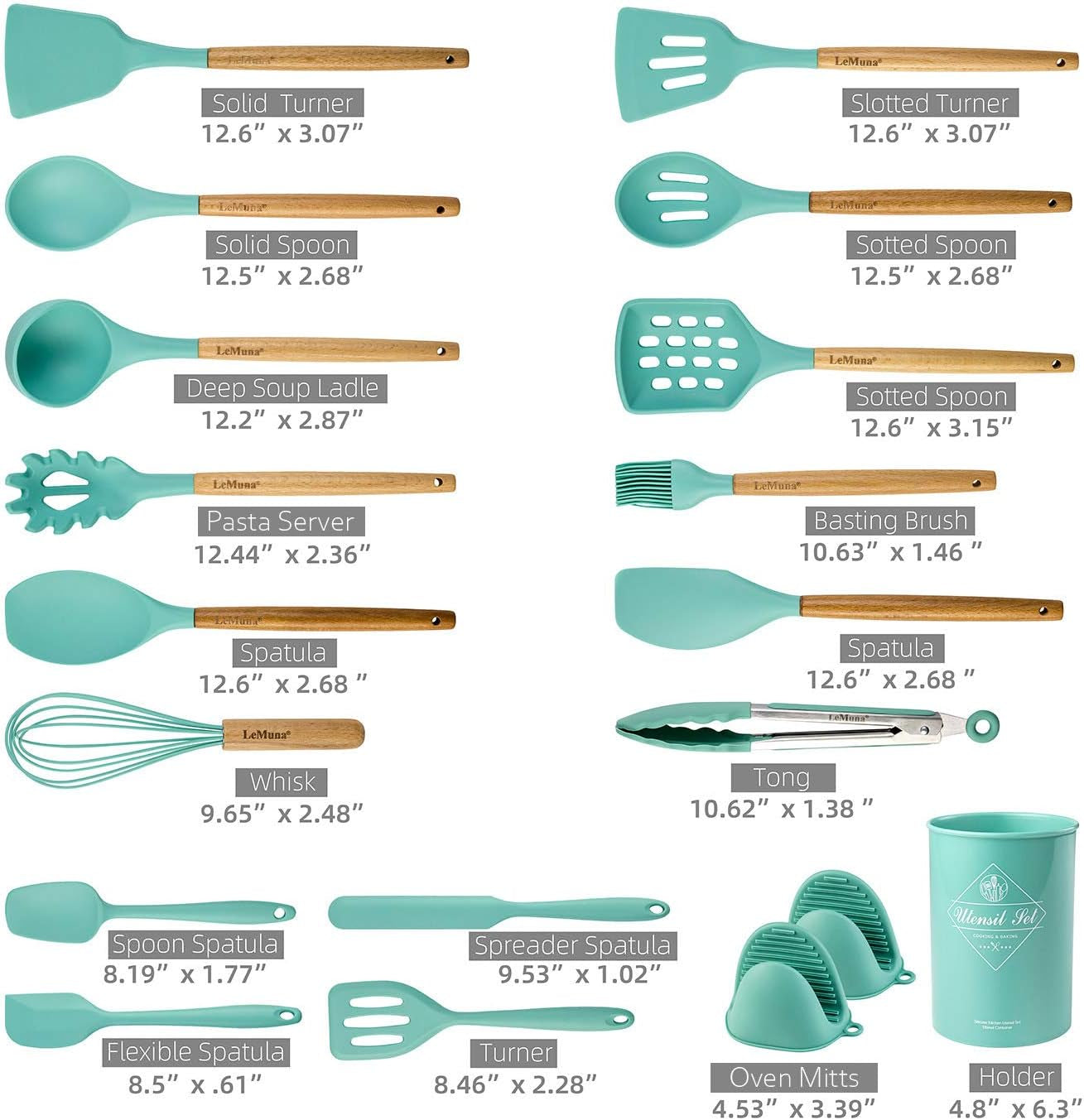 cooking-utensils-set-18pcs-kitchen-silicone-utensils-heat-resistant-non-toxic-bpa-free-with-holder-wooden-handle-home-essential-accessories-tealturquoise