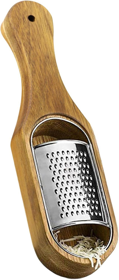 Wooden Cheese Grater with Container,Stainless Steel Cheese Shredder1