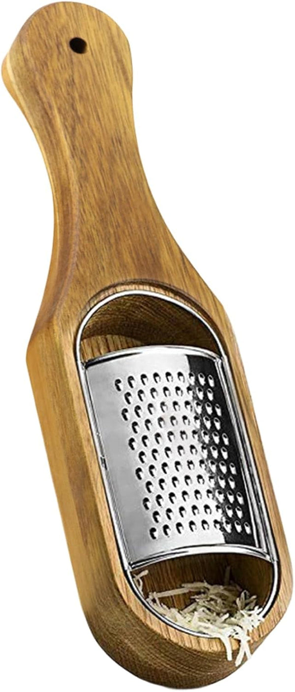 Wooden Cheese Grater with Container,Stainless Steel Cheese Shredder1
