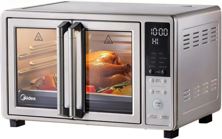 Midea Flexify Slim 8-In-1 French Door Toaster Oven Air Fryer Combo, 25QT | Compact Countertop Oven with Infrared Speedheat, Stainless Steel