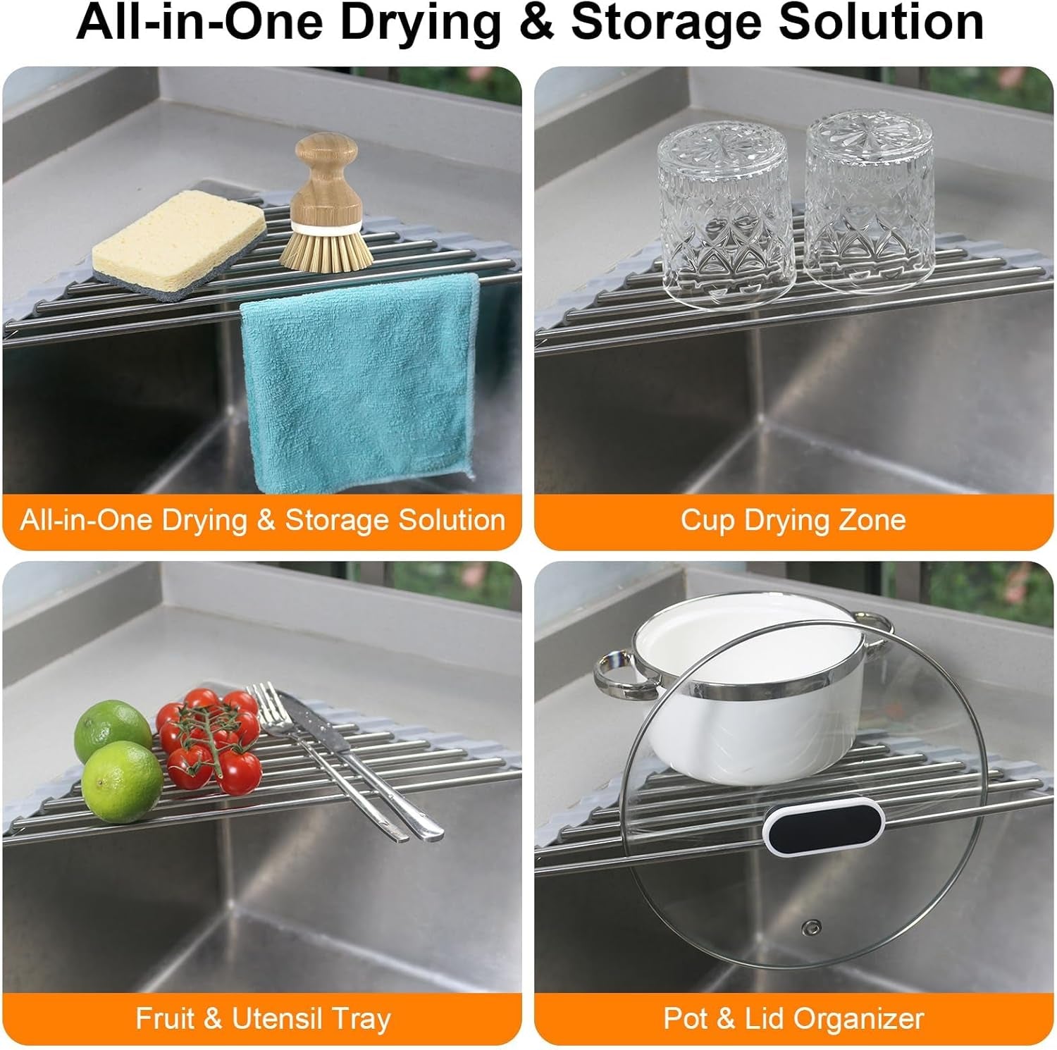 corner-sink-caddy-triangle-dish-drying-rack-for-sink-corner-sponge-holder-roll-up-dish-drying-rack-over-the-sink-stainless-steel-kitchen-sink-organizer-drainer-mat-sponge-caddy-for-counter-storage