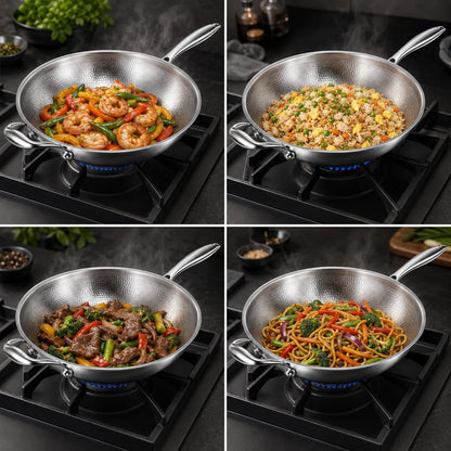 Titanium Wok with Lid,Titanium Wok Pan for Cooking,14Inch Non Stick Wok Pan with Steamer Basket,No Coating Titanium Frying Pans,Pfas/Pfoa/Ptfe Free Cookware8