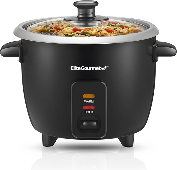 ERC003BX Rice Cooker, Keep Warm, Black, 6 Cups Cooked | 3 Cups Uncooked - Also Makes Soups, Stews, Grains and Hot Cereals for Versatile One-Pot Meals1