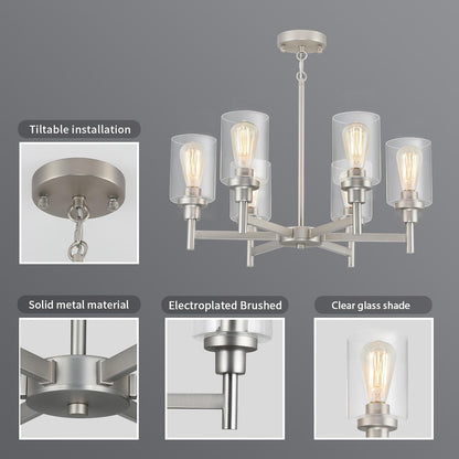 6-Light Brushed Nickel Chandeliers for Dining Room Light Fixture7