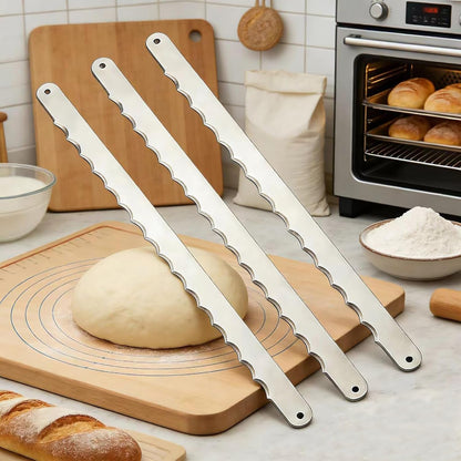 IKIWDOO 3Pcs Bread Knife Blades Refill, Bread Bow Knife Blades, Thicker Wider Bread Knife Slicer Replacement Blade, Come with Blade Guard4
