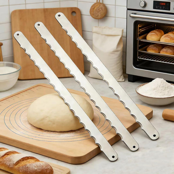 IKIWDOO 3Pcs Bread Knife Blades Refill, Bread Bow Knife Blades, Thicker Wider Bread Knife Slicer Replacement Blade, Come with Blade Guard4