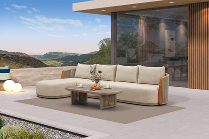 Patio Furniture Set 4-Piece Teak with Coffee Table L-Shaped1