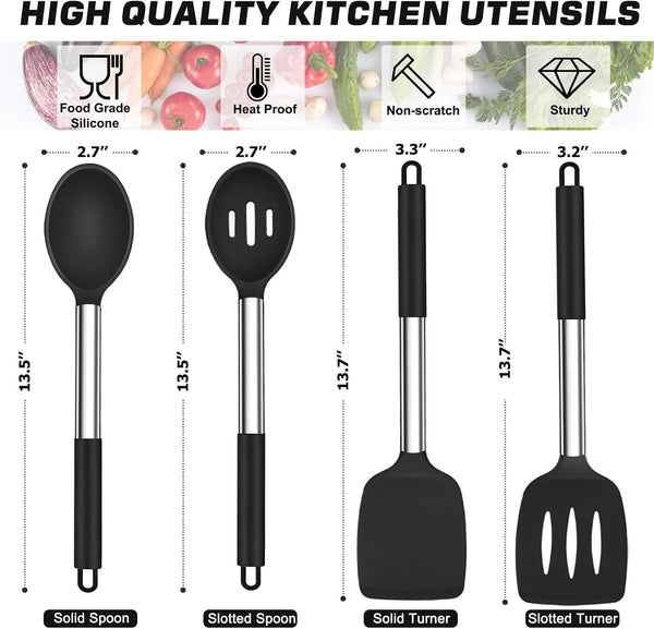 Kitchen Utensils, 4 PCS Silicone Cooking Utensils Spatula Spoon Set2
