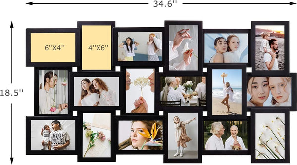 Collage Picture Frames for Wall Decor, 18-Opening Reunion Family Friends Picture Frame Set, 4 X 6 Photo Frames for Living Room, Bedroom, Gallery Wall Hanging, Black3