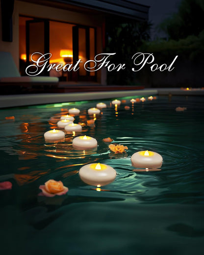 24Pack 3" White Flameless Floating LED Candle, Waterproof Tealight6