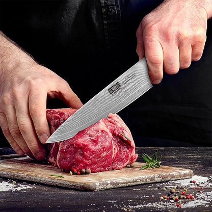 Damascus Chef Knife 8", Sharp Kitchen Knife with Olive Wood Handle6