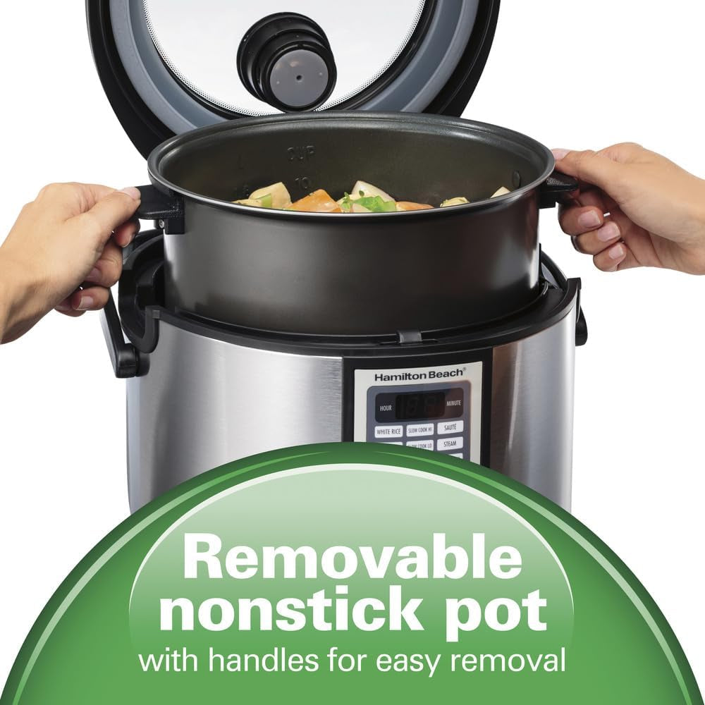 hamilton-beach-multi-cooker-rice-cooker-slow-cooker-food-steamer-4-5-quart-capacity-silver-black