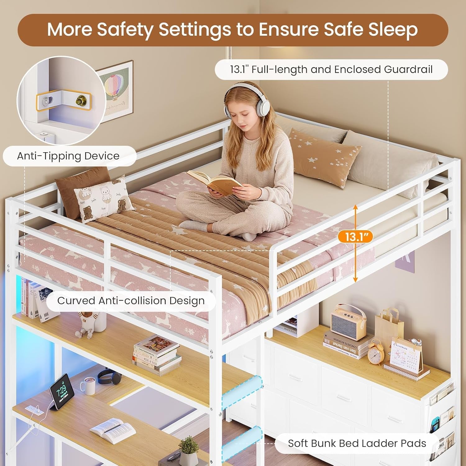 loft-bed-full-size-with-u-shaped-desk-7-storage-drawers-and-charging-station-metal-full-loft-bed-with-led-lights-and-2-tier-storage-shelves-loft-full-bed-with-safety-guardrail-and-ladders-white