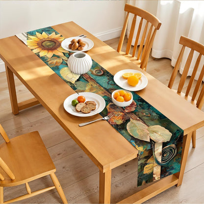 Elegant Sunflower Table Runner and Placemat Set – 5-Piece Rustic Dining Table Decor with 1 Table Runner & 4 Placemats – Bright Yellow Floral Design for Everyday or Seasonal Use6