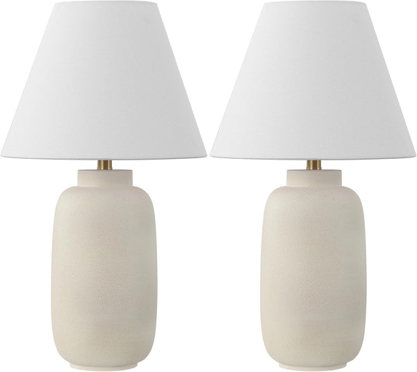 Elinore 24.5" Ginger Jar Table Lamp, Matte Cream, Set of 28