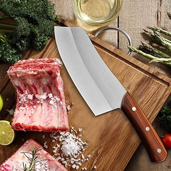 Meat Cleaver, Cleaver Knife Japan Kitchen Chef Knives Wood Handle Meat Fruit Vegetable Fish Butcher Knife Chinese Cleaver High Carbon Knives (Color : Cleaver Knife)4